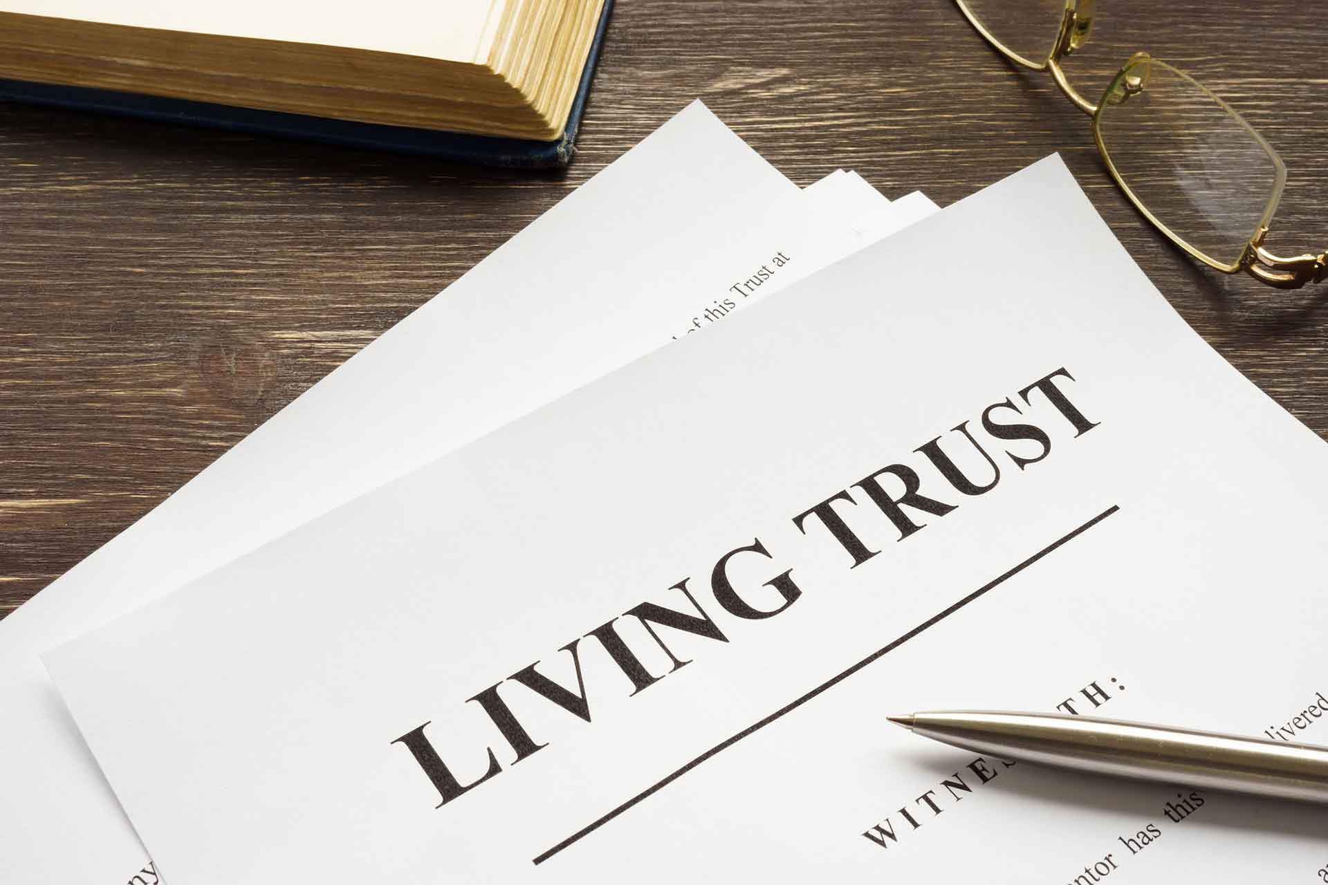 living trust legal documents on the desk