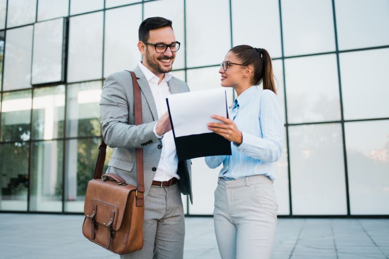 male and female insurance agent coworkers