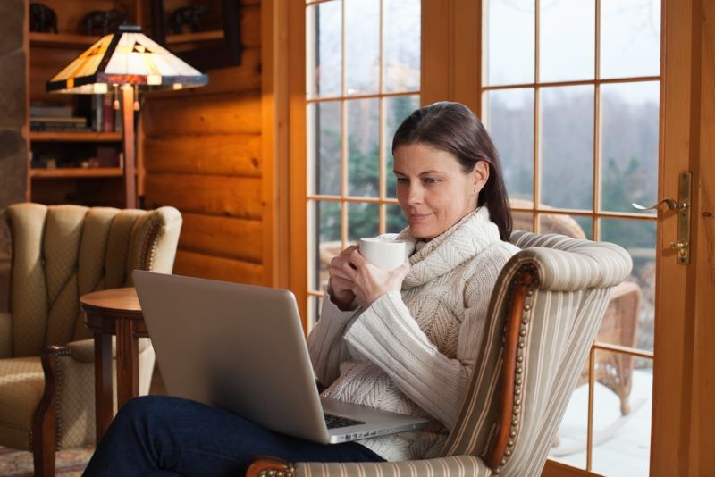 woman working at laptop